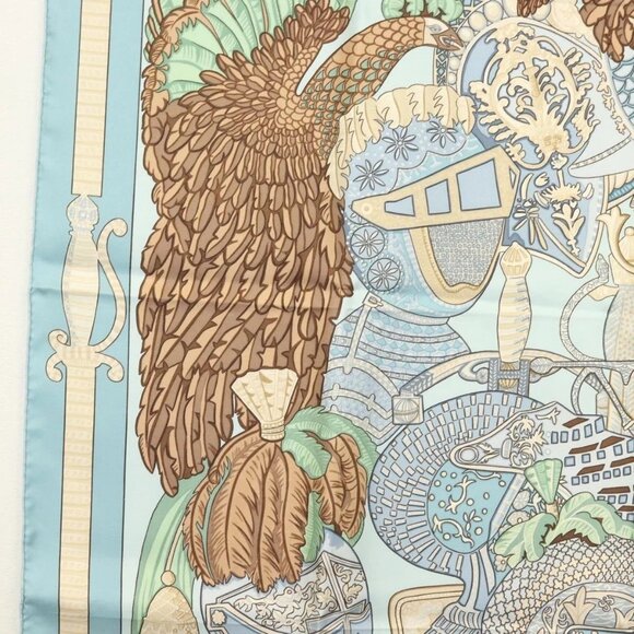 HERMES Carre 90 Scarf ""ARMETS PANACHE"" Silk Blue Auth 139211 - Picture 5 of 15
